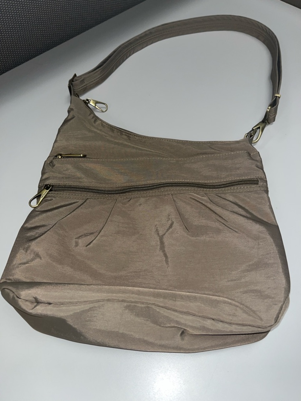 Travelon Sable Shoulder Crossbody Bag with Gold Hardware